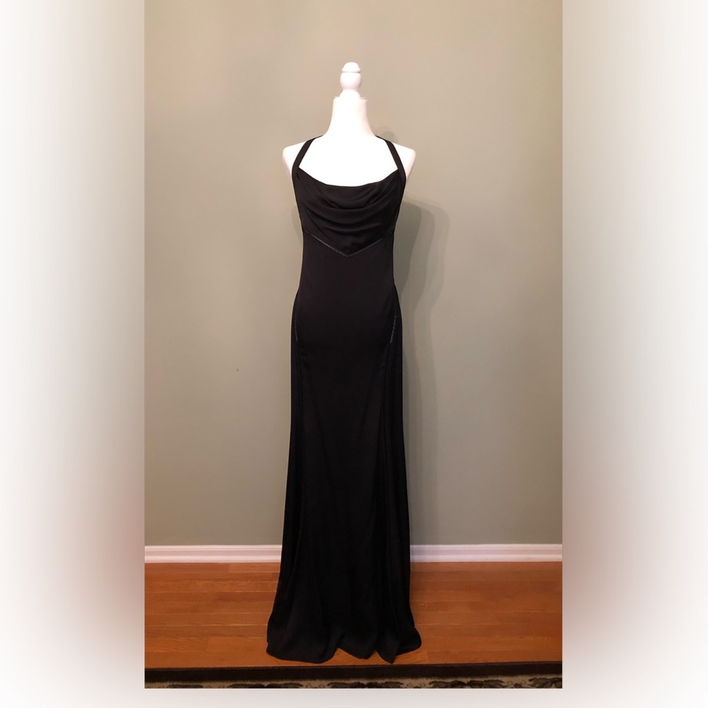 Versace Dress RARE Evening Gown Vintage Black Silk Halter Gianni Versace